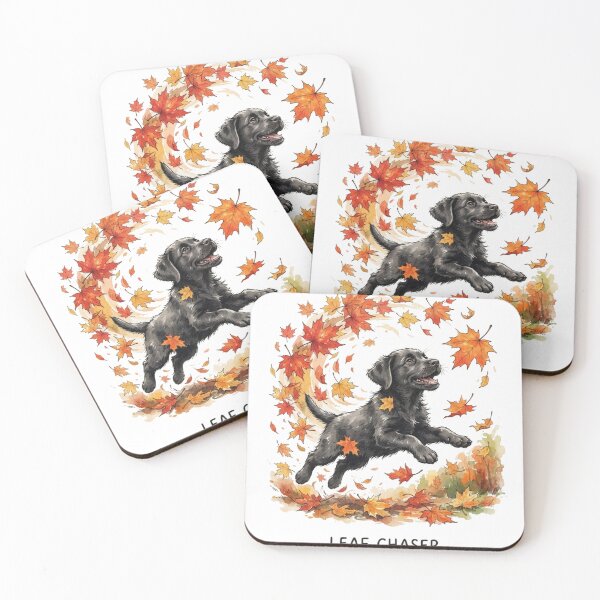 Item preview, Black Labrador Puppy Playing with Autumn Leaves - Leaf Chaser designed and sold by Goodthingstree.