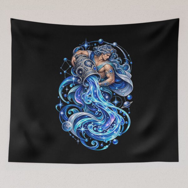 Item preview, Aquarius — Cosmic Water Bearer  January 20 – February 18 designed and sold by RockitBaby.