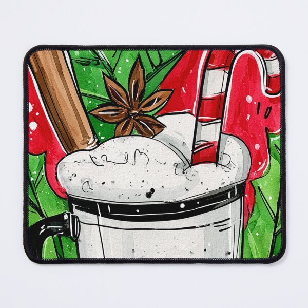 Item preview, Christmas Beverage Topped with Candy Cane, Cinnamon Stick, Garnished with Holly and Star Anise designed and sold by OlfactoART Studio.
