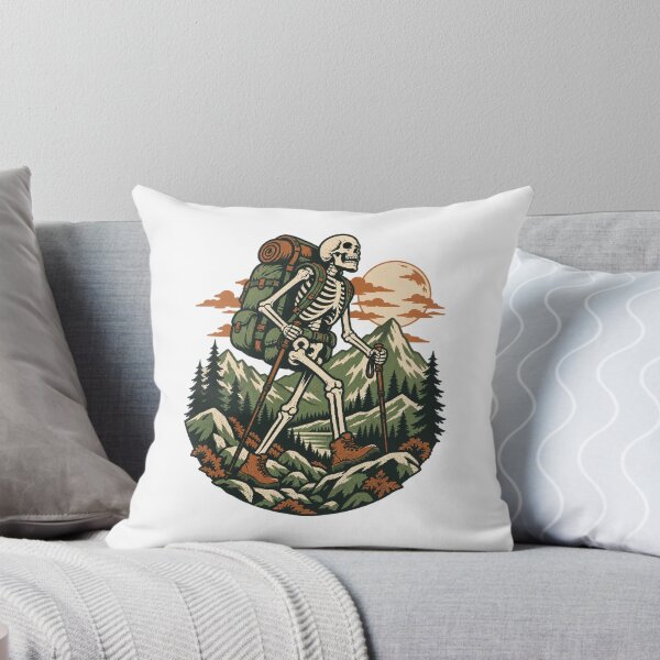 Item preview, Skeleton Hiker Trekking Through Moonlit Mountains designed and sold by Greemo03.