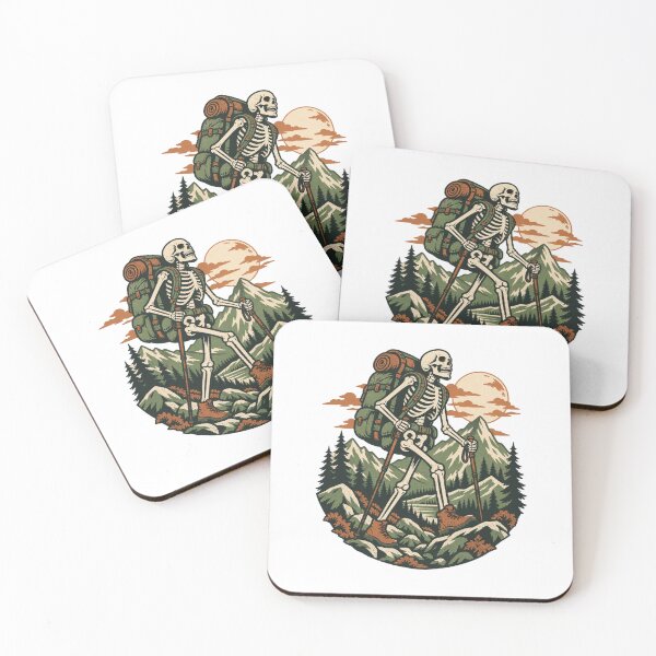 Item preview, Skeleton Hiker Trekking Through Moonlit Mountains designed and sold by Greemo03.