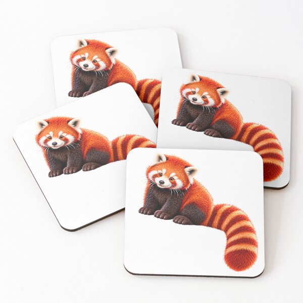 Item preview, Fluffy Red Panda Sitting With Big Striped Tail designed and sold by InkLight Studios.