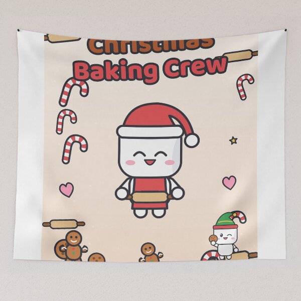 Item preview, Christmas Baking Crew - Cute Marshmallow Pip and Gingerbread Man Cookies designed and sold by BiMood.