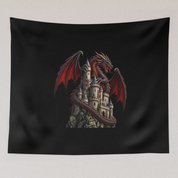 Item preview, This is a design of a red dragon on a castle designed and sold by RBBeachDesigns.