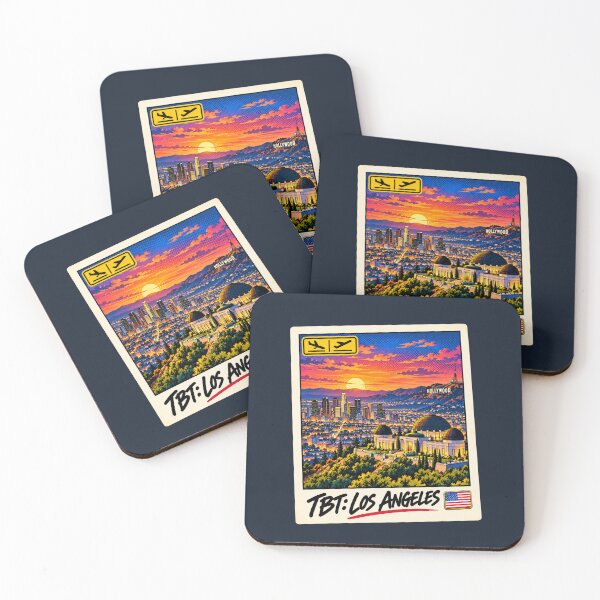Item preview, TBT Los Angeles Hollywood Sign Griffith Observatory Pop Art Travel Postcard designed and sold by JEFFCORA.