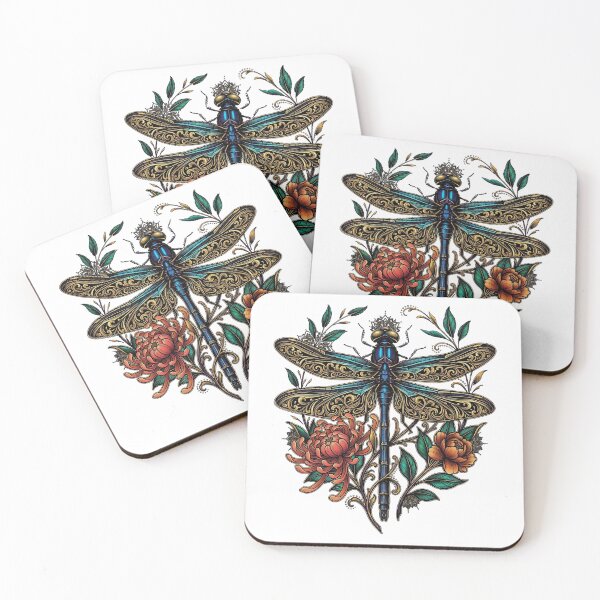Item preview, Neo-Traditional Floral Dragonfly designed and sold by Etch-art.