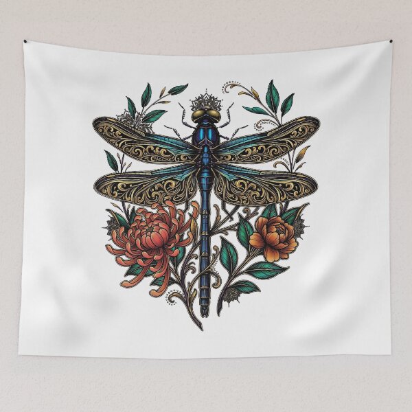 Item preview, Neo-Traditional Floral Dragonfly designed and sold by Etch-art.
