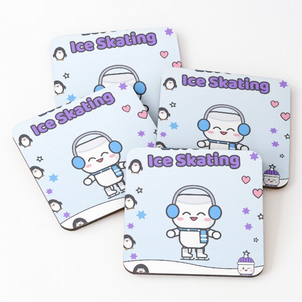 Item preview, Let's Go Ice Skating - Cute Marshmallow Pip on Skates with a Penguin designed and sold by BiMood.