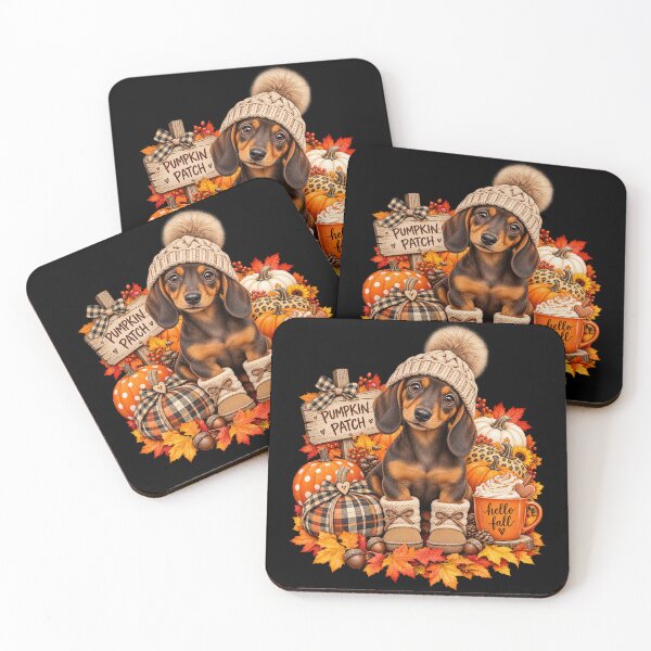 Item preview, Fall Dachshund at the Pumpkin Patch designed and sold by ROUX-ART.