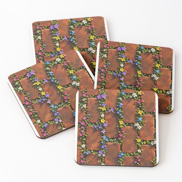 Item preview, Colorful Wildflowers Growing Through Red Brick designed and sold by aliyehc.