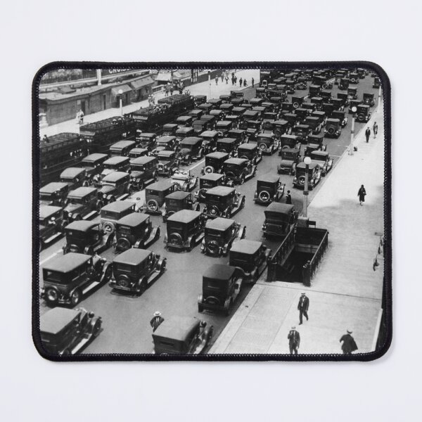 Item preview, The Magnificent Mile, Traffic jam in downtown Chicago, Michigan Avenue, 1927 Illinois vintage black and white photograph designed and sold by Astrid Arkhangelsky.