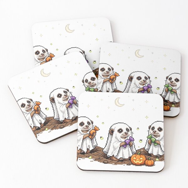 Item preview, Meerkat Ghost Burrows Pixel Art — Cute Halloween Candy Trio designed and sold by Ebodega.