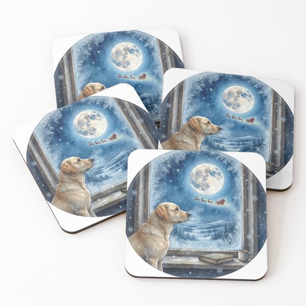 Item preview, Labrador Retriever Seeing Santa Claus Through the Window - Magical Christmas Eve designed and sold by Goodthingstree.