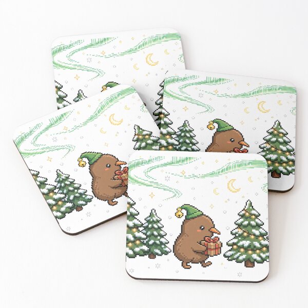 Item preview, Kiwi Elf Gift Pixel Art — Christmas Snow Forest Bird designed and sold by Ebodega.