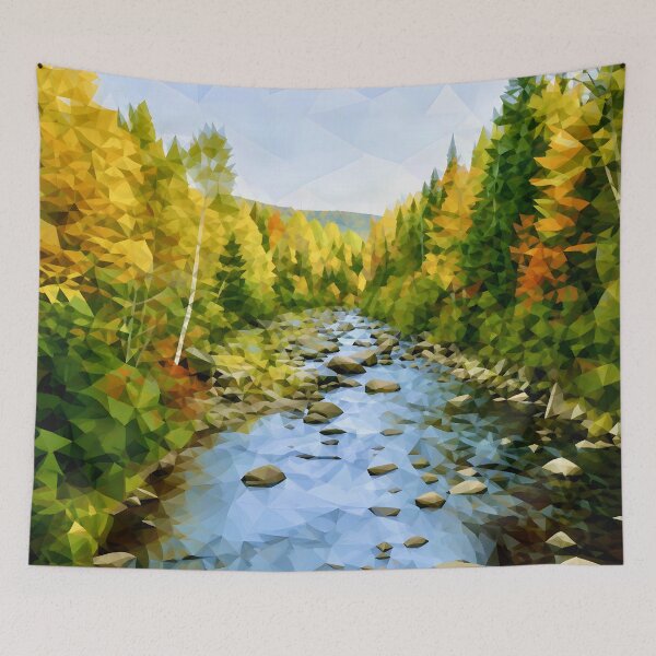 Item preview, Geometric Low Poly Landscape with River designed and sold by Vicky Brago-Mitchell®.
