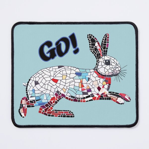 Item preview, Beautiful rabbit running through daily life, mosaic style designed and sold by designmari.