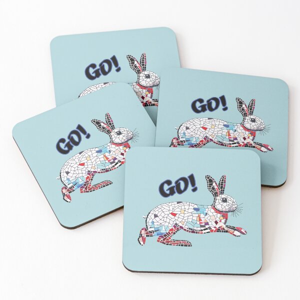 Item preview, Beautiful rabbit running through daily life, mosaic style designed and sold by designmari.