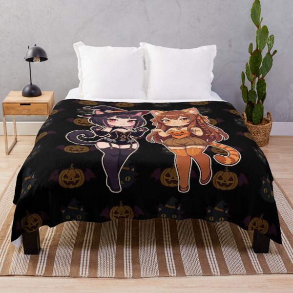 Item preview, Kawaii Halloween Cat Girls: Witch & Pumpkin Nekomimi Duo designed and sold by CuteKats.