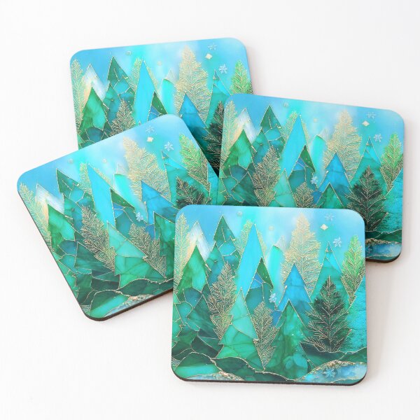 Item preview, Christmas Trees Under Blue Moon Stained Glass-Inspired designed and sold by DEC02.