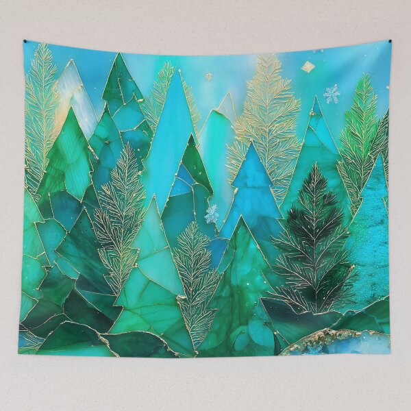 Item preview, Christmas Trees Under Blue Moon Stained Glass-Inspired designed and sold by DEC02.