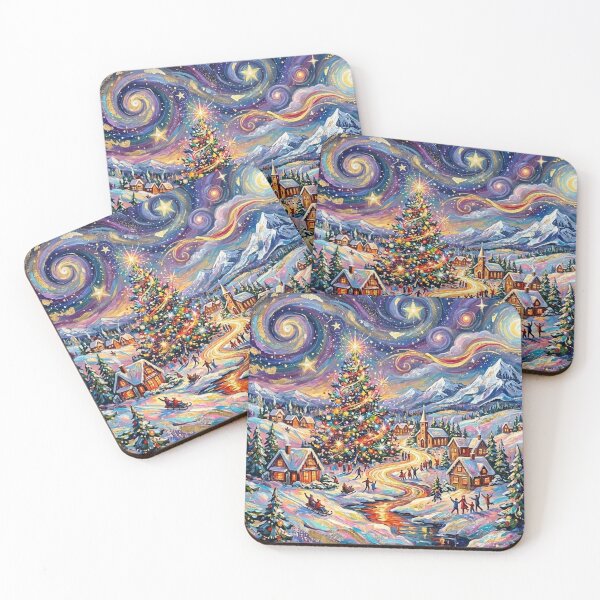 Item preview, Christmas Village Starry Night expressionist designed and sold by JonelleTshirts.