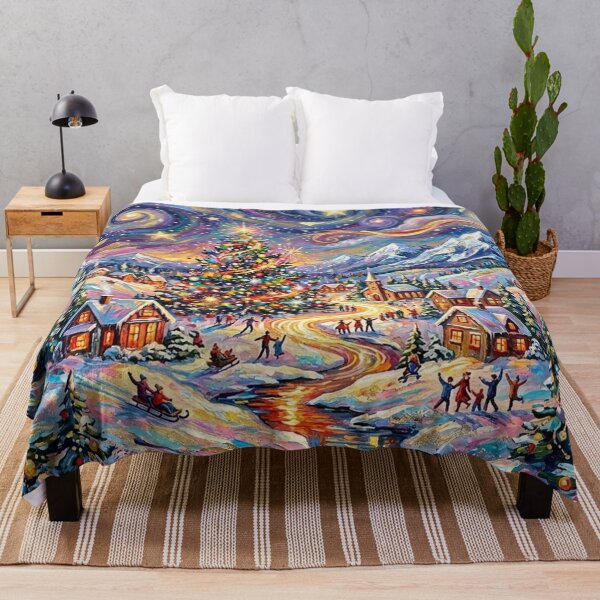 Item preview, Christmas Village Starry Night expressionist designed and sold by JonelleTshirts.