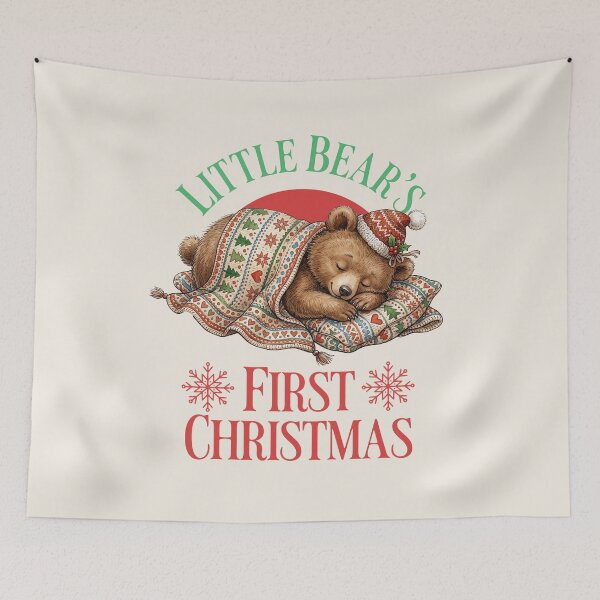 Item preview, Little Bear's First Christmas Cute Cozy Nursery Art designed and sold by LinaValearte.