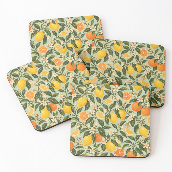 Item preview, Citrus Sunshine – Retro Lemon and Orange Blossom Pattern designed and sold by Paper-Pickle.