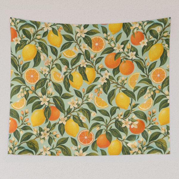 Item preview, Citrus Sunshine – Retro Lemon and Orange Blossom Pattern designed and sold by Paper-Pickle.