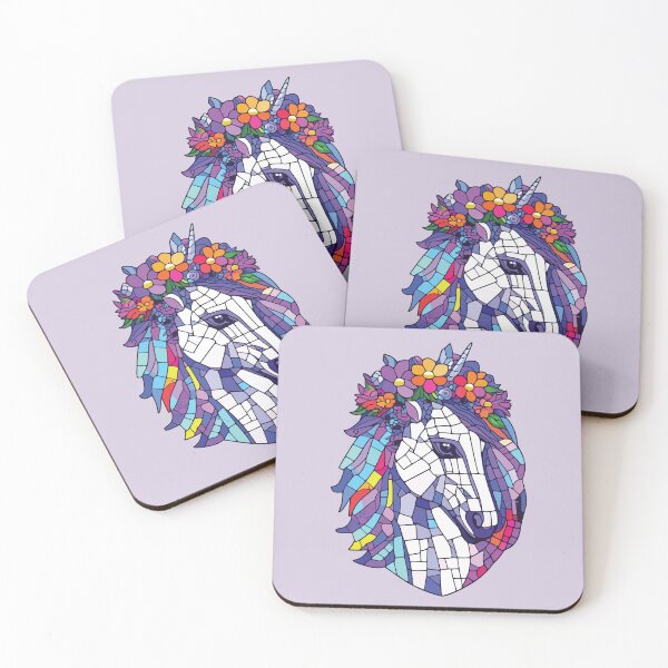 Item preview, floral unicorn, a magical horse in mosaic art designed and sold by designmari.