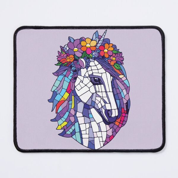Item preview, floral unicorn, a magical horse in mosaic art designed and sold by designmari.