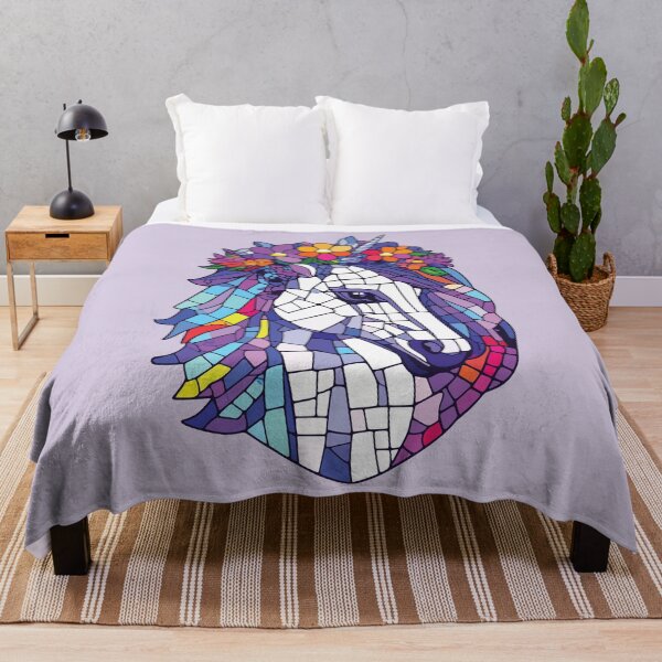 Item preview, floral unicorn, a magical horse in mosaic art designed and sold by designmari.