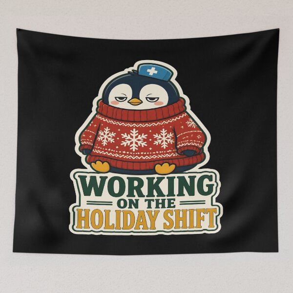Item preview, Working On The Holiday Shift Funny Christmas Nurse Penguin designed and sold by PozivoPlus.