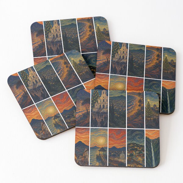 Item preview, Swirling Skies and Volcanic Landscapes – Ten Panel Expressionist Scenic Art designed and sold by Amalia Gutyz.