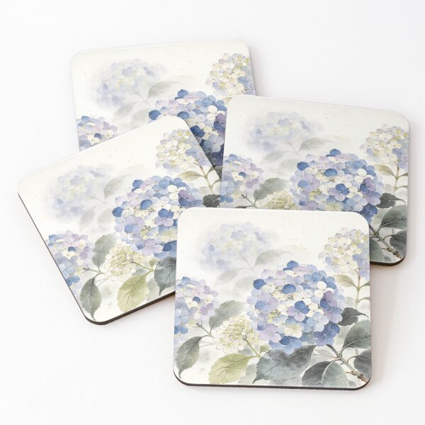 Item preview, Blue Hydrangea in Mist - Watercolor and Ink designed and sold by EduMaru_Arts.
