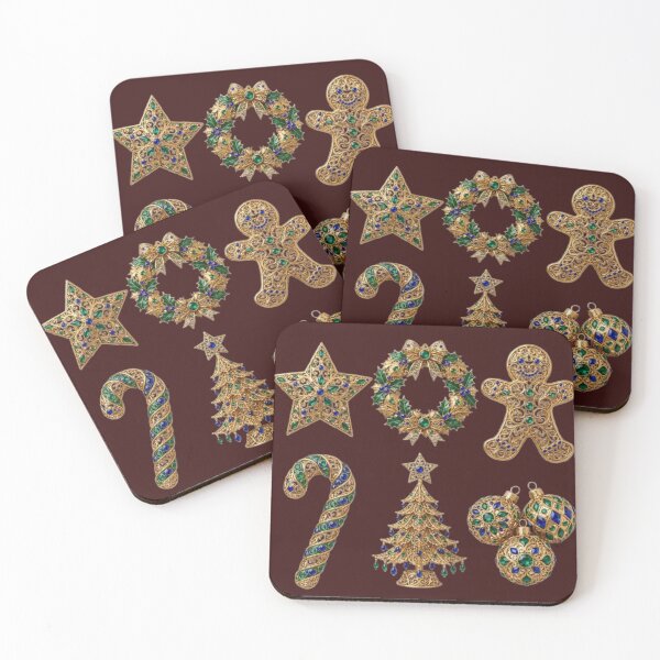 Item preview, Luxury Christmas Arabesque Ornaments Set – Gold Emerald & Royal Blue designed and sold by HoMya.