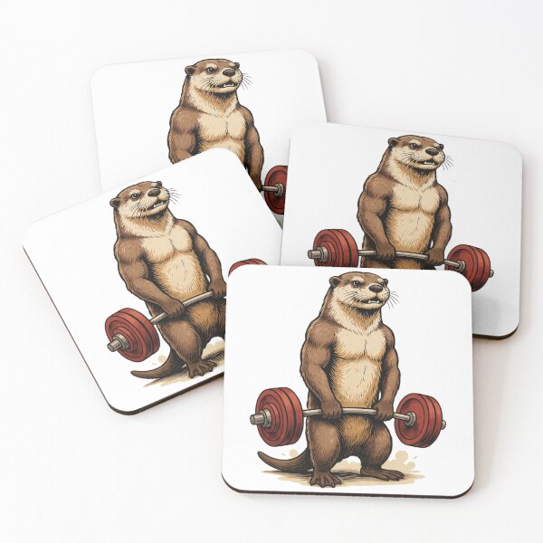 Item preview, Buff Otter Lifting Weights Funny Animal Art designed and sold by No Excuses Supply.