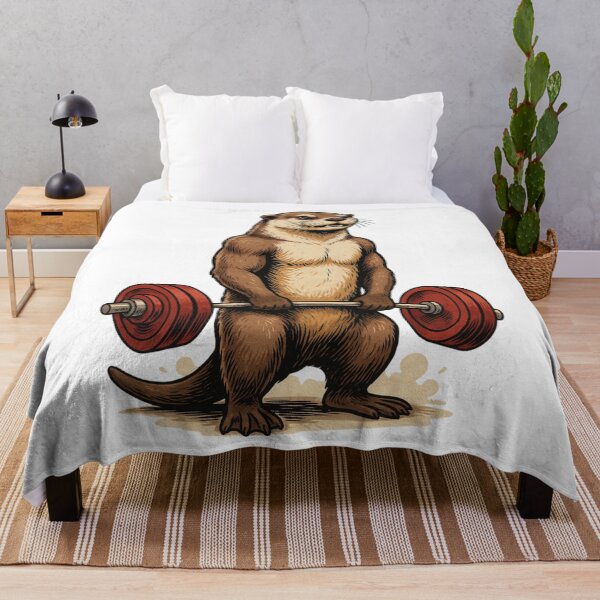 Item preview, Buff Otter Lifting Weights Funny Animal Art designed and sold by No Excuses Supply.