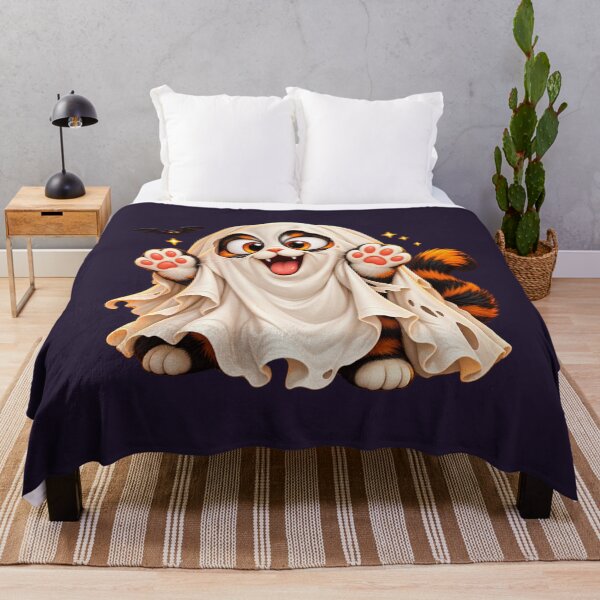 Item preview, Cute Halloween Ghost Cat 3D Pumpkin Spooky Art designed and sold by DIB Designs – Express Your Style.
