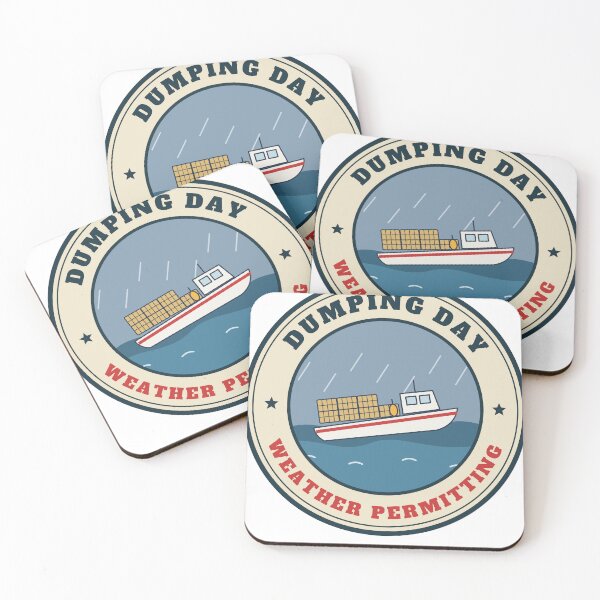 Item preview, Dumping Day Weather Permitting Lobster Badge designed and sold by FogFiddleGoods.