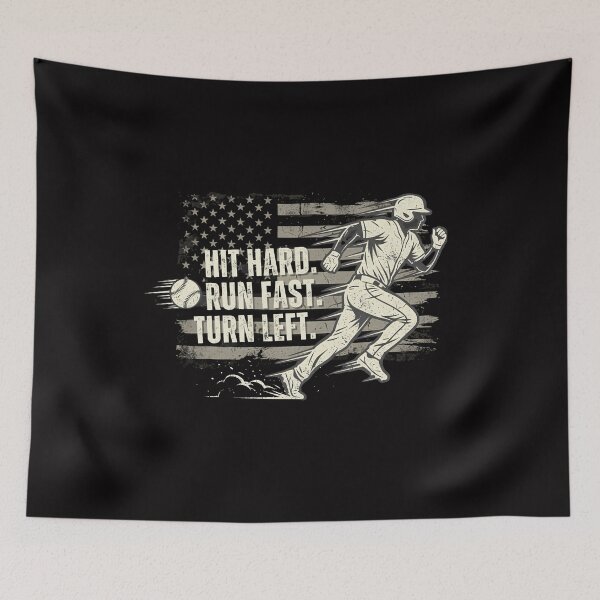 Item preview, Hit Hard Run Fast Turn Left T Shirt Baseball American Flag designed and sold by w66aboo.