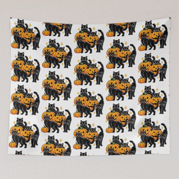 Item preview, Black Cats and Jack-o’-Lanterns – Spooky Halloween Cat Pumpkin Design designed and sold by BakersTees.