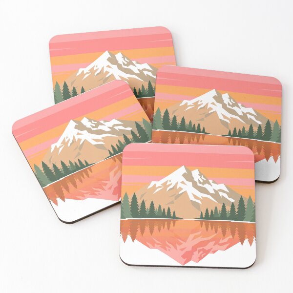 Item preview, Alpine Lake Mountain Reflection — Retro Sunset National Park Style Art designed and sold by andyclemans.