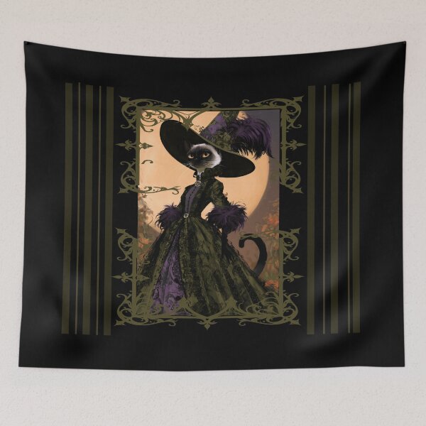 Item preview, Siamese Witch Cat Gothic Halloween Art designed and sold by Art.Fusion.Studio.