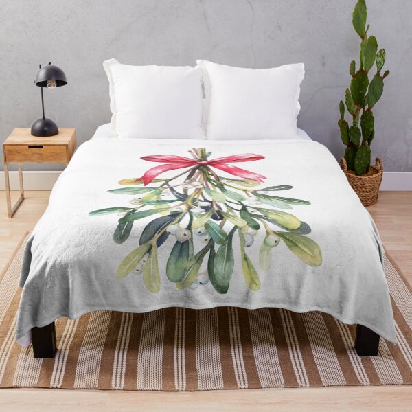 Item preview, Watercolor Mistletoe Branch with Red Bow – Classic Christmas Botanical Art designed and sold by art-tee-ua.