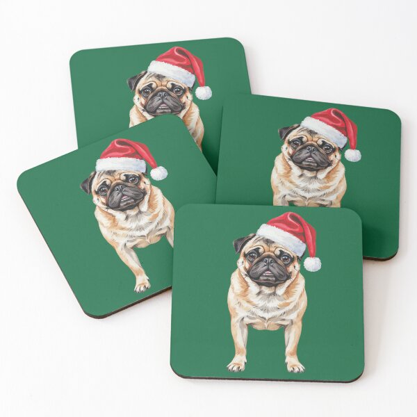 Item preview, Pug Wearing a Santa Hat designed and sold by theartfulaspie.