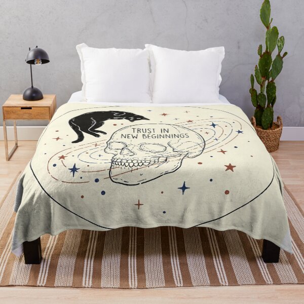Item preview, Trust In New Beginnings | Vintage Black Cat & Skull designed and sold by PurrfectHome.