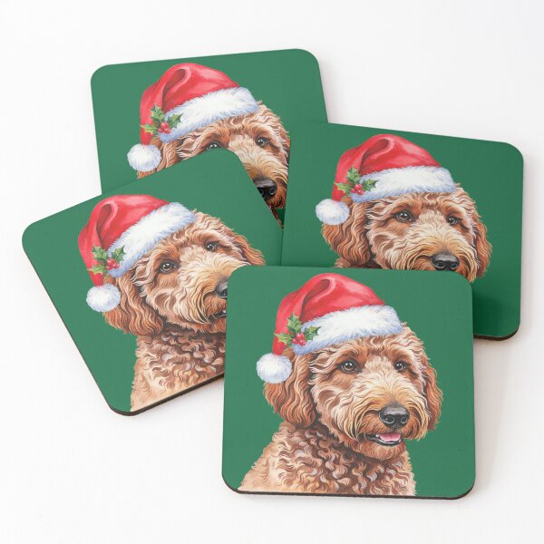 Item preview, Portuguese Water Dog Wearing a Santa Hat designed and sold by theartfulaspie.