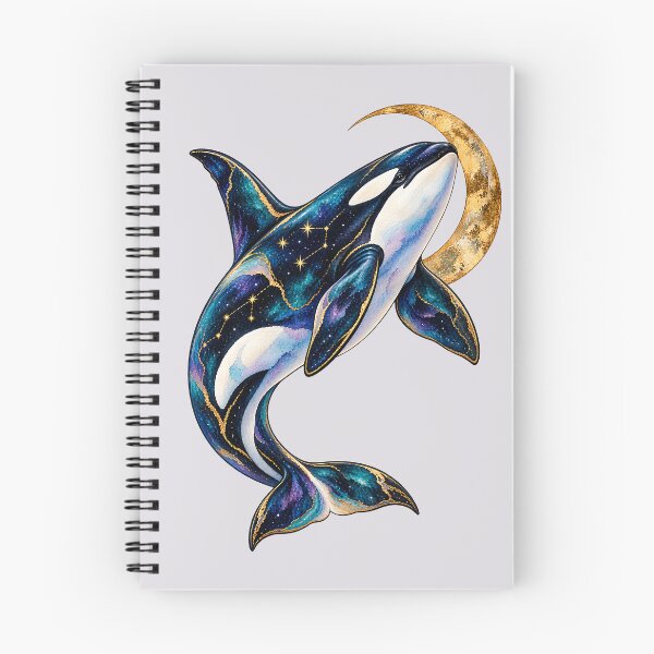 Item preview, Celestial Orca Whale and Crescent Moon Watercolor designed and sold by  MAD's Recreation Studio.