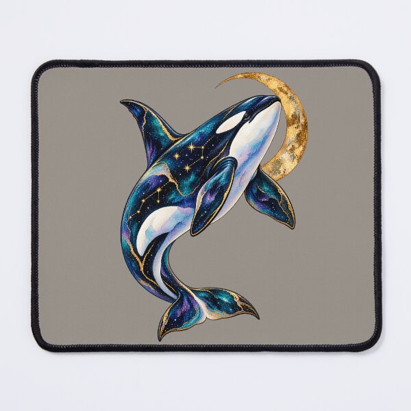 Item preview, Celestial Orca Whale and Crescent Moon Watercolor designed and sold by MAD's Recreation Studio.